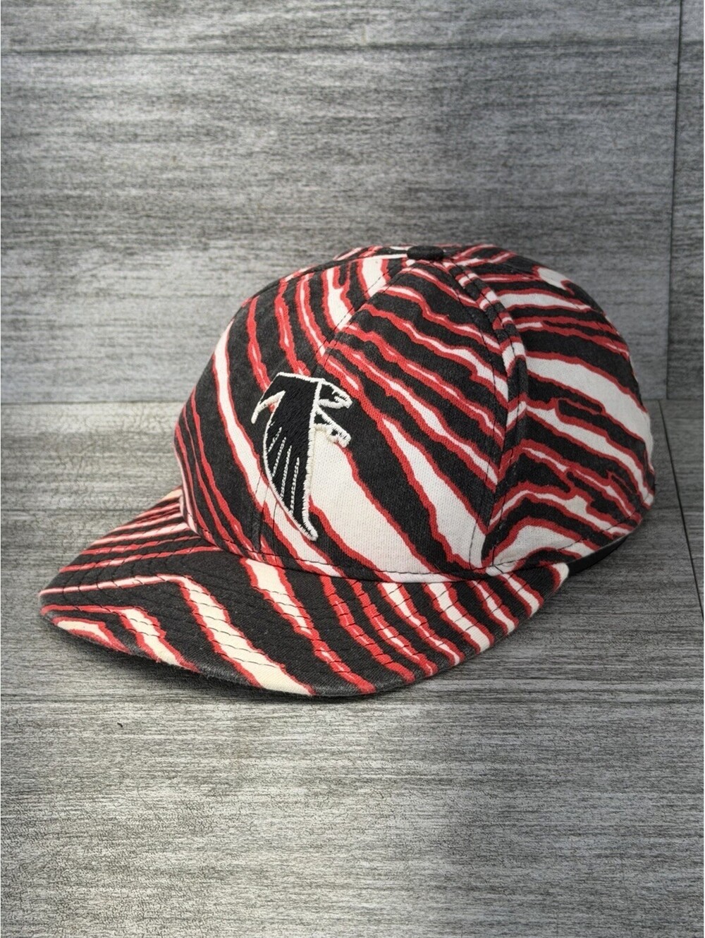 VTG 90s Atlanta Falcons Zubaz AJD Snapback Hat Cap Zebra Tiger Stripe NFL USA